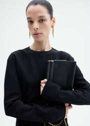Keyhole Dress in Viscose Wool - Black - CO Collections